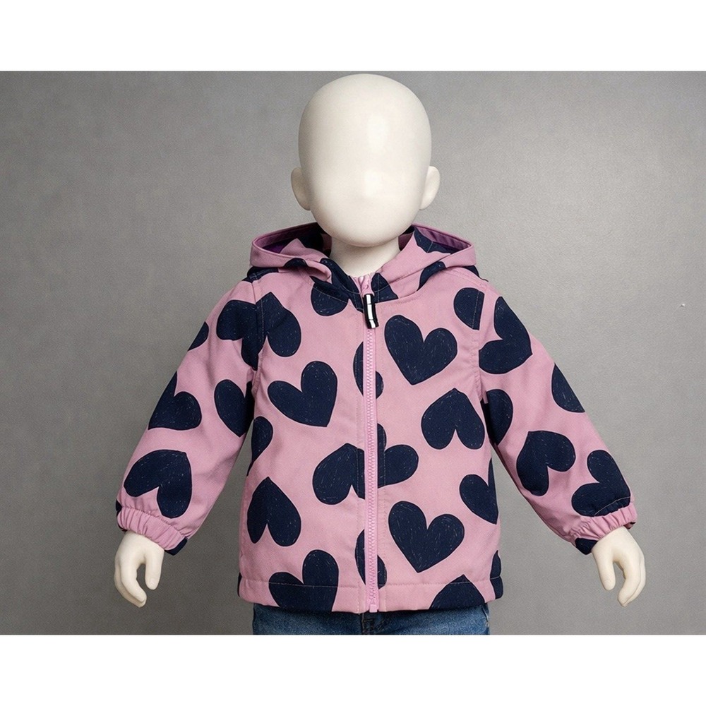 Cat & Jack Toddler Girls Pink Heart Jacket Size 2T Hooded Zip Front Coat Target
